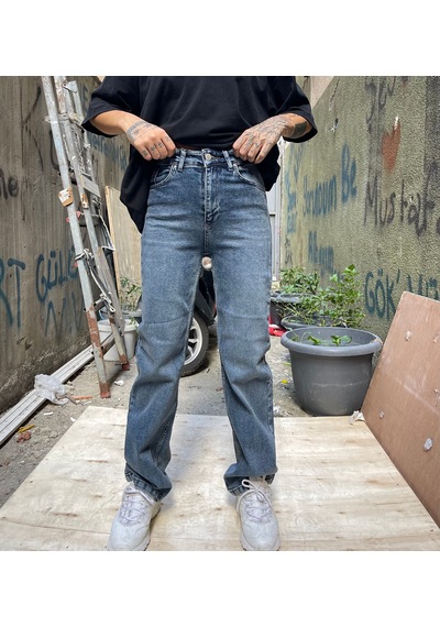 Kadın Mavi Kot Palazzo Jeans Mavi
