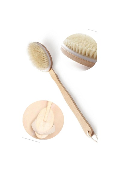 Banyo Peeling Duş Lifi Vücut Fırçası Sırt Kesesi Kuru Fırçalama At Kılı Ahşap 1450