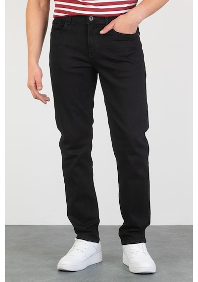 HLT Jeans Erkek Siyah Yıkamalı Regular Fit Boru Paça Likralı Jean Kot Pantolon Oscar