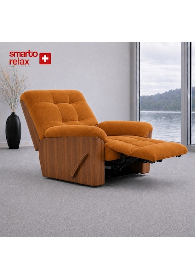 Smarto Relax Ticino Manuel Mekanizmalı Ayak Uzatmalı Ahşap Yan Panelli Polyester Tv Koltuğu Baba Koltuğu Turuncu