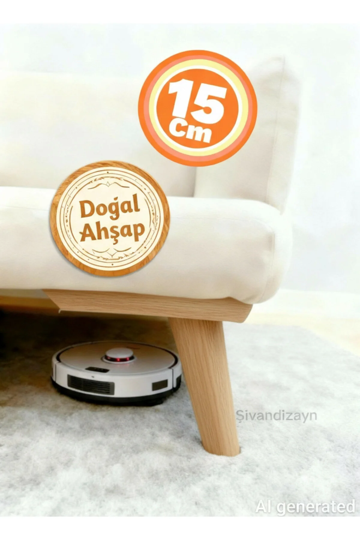 1. Sınıf Gürgen Ağacı 15 Cm 8'li Set Mobilya Kanepe Koltuk Tv Ünitesi Yükseltme Koltuk Ayağı Ahşap