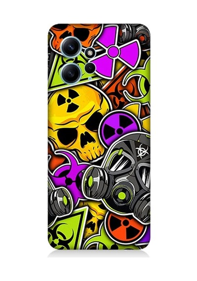 Xiaomi Redmi Note 12 Uyumlu Radyasyon Ve Maskeler Desenli Silikon Kılıf