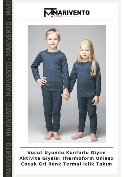 Marivento Vücut Uyumlu Konforlu Giyim Aktivite Giysisi Thermoform Unisex Çocuk Gri Renk Termal İçlik Takım Marivento Vücut Uyumlu Konforlu Giyim Aktivite Giysisi Thermoform Unisex Çocuk Gri Renk Termal İçlik Takım