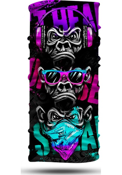 Dair Üç Maymun Desenli Motosiklet Bandana Boyunluk Outdoor Balaklava