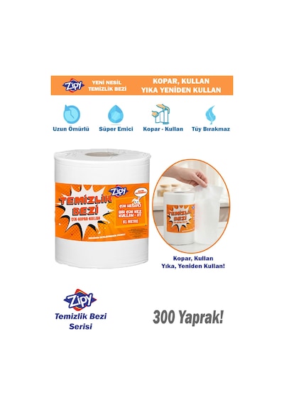 300 Yapraklı Kuru Temizleme Bezi Çek Kopar Kullan beyaz