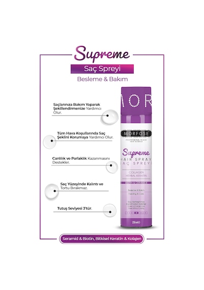 Supreme Saç Spreyi 250 Ml - Kolajen, Bitkisel Keratin, Seramid