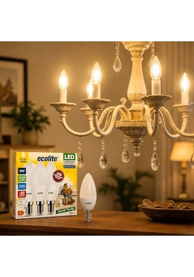 8 W Led Mum Ampul E14 Duy, 810 Lümen, 3000k Sarı Işık, 60w Eşdeğer, 3 Lü Paket, Opal Dekoratif Ampul, Dimmer Uyumlu Değil,%86 Enerji Tasarrufu, 99x37 Mm Sarı