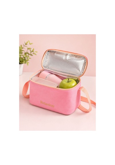 Pink 3 Lü Çanta Okul İlkokul Seti Kalemlik Çanta Beslenme Termoslu Çantası 40 Cm Su Dayanıklı Pembe