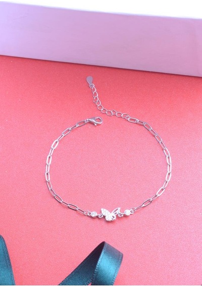 Innuendo Jewelry 925 Ayar Gümüş Taşlı Kelebek Bileklik Gümüş