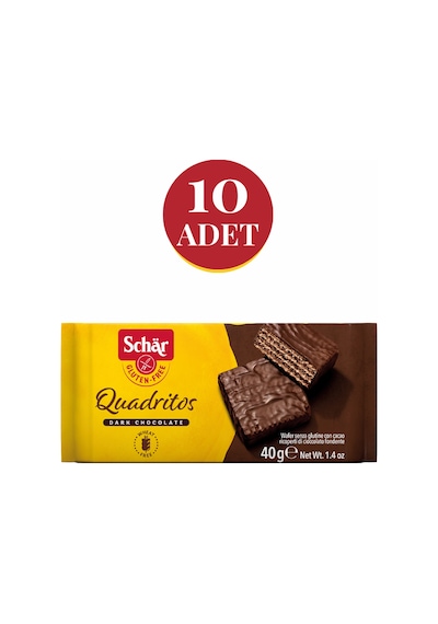 Schar Quadritos Glutensiz Çikolata Kaplamalı Gofret 10 x 40 G