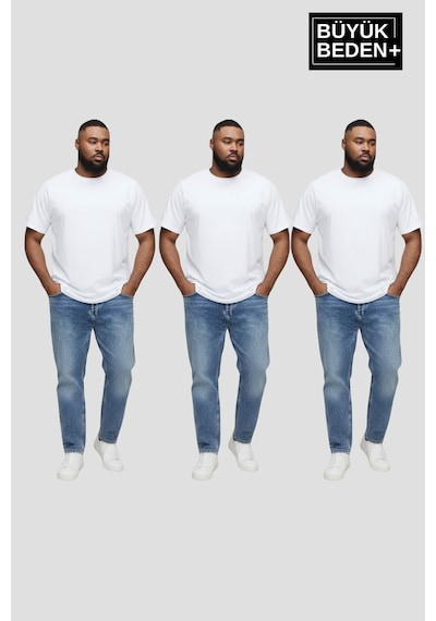 Superlife Büyük Beden Erkek Basic 3xl-6xl Bisiklet Yaka 3'lü Tişört Seti Spr26bts510+3 Beyaz Superlife Büyük Beden Erkek Basic 3xl-6xl Bisiklet Yaka 3'lü Tişört Seti Spr26bts510+3 Beyaz