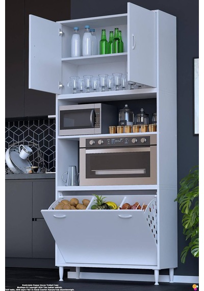 Asel 90 Cm Fırın Uyumlu 3 Göz Sepetli Çok Amaçlı Banyo Kirli Çamaşır Oyuncak Dolabı Beyaz 90x213x32 Asel 90 Cm Fırın Uyumlu 3 Göz Sepetli Çok Amaçlı Banyo Kirli Çamaşır Oyuncak Dolabı Beyaz 90x213x32