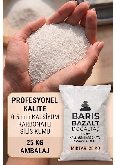 25 Kg Beyaz Silis Akvaryum Kumu 0,5 Mm İnce Taneli Doğal Akvaryum Taban Kumu-kalsiyum Karbonatlı Akvaryum Kumu