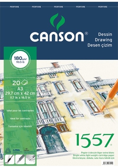 Canson 1557 Spiralli Çizim Blok A3 180Gr 20 Yaprak