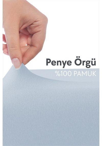 Calmera | %100 Pamuk Penye Lastikli Çarşaf | Tek Kişilik | Mavi