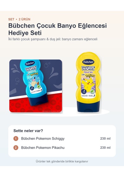 Bübchen Çocuk Banyo Eğlencesi Hediye Seti 2 Parça: Pokemon Schiggy + Pokemon Pikachu