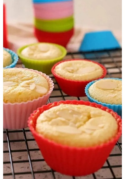 Silikon Muffin Kek Kalıbı Yapışmaz 6 Adet Gri Silikon Gri Diğer