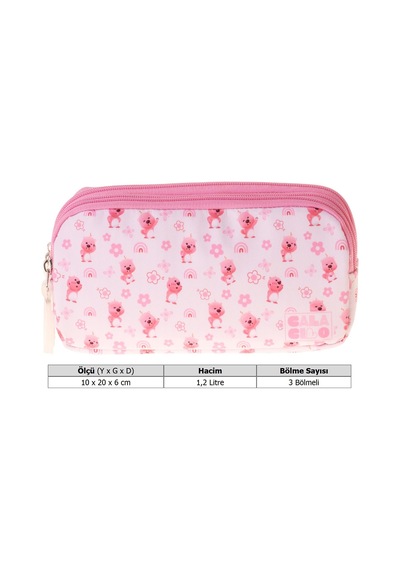 Calacilo Kız Çocuk İlkokul Kalem Çantası - Ayıcık Baskılı Pembe Renk Tiny - C4064