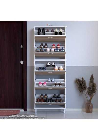 Modilayn Varbi Umay' 2 Li Kapı Önü 52 X193x 25, 5 Cm Lik 5 Düşer Kapak 10 Göz Bölmeli Ayakkabılık Beyaz - Cordoba Modilayn Varbi Umay' 2 Li Kapı Önü 52 X193x 25, 5 Cm Lik 5 Düşer Kapak 10 Göz Bölmeli Ayakkabılık Beyaz - Cordoba