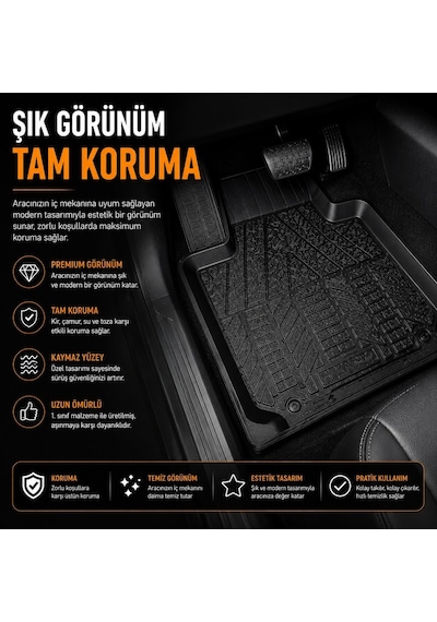Wöbermann 4D Havuzlu Oto Paspas Tüm Araçlara Uygun Universal 5 Parça