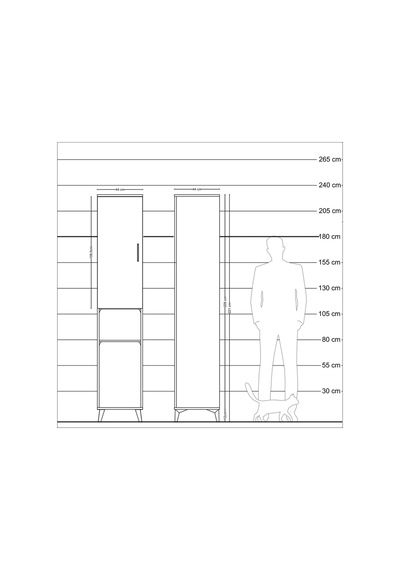 Hyperion Dolap 3 Raflı Tek Kapaklı Tek Askılı 44x44x221 Çam-a... Çam