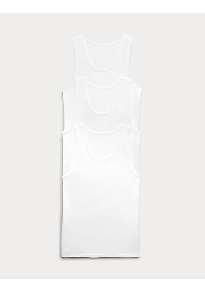 Marks & Spencer Saf Pamuklu 3'lü Atlet Seti T14005700d Beyaz
