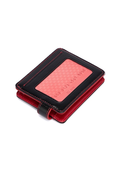 Tergan Siyah-Kırmızı Deri Unisex Kredi Kartlık 01637I13