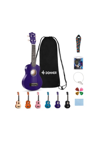 Donner Dus-10p Soprano Ukulele Seti Mor