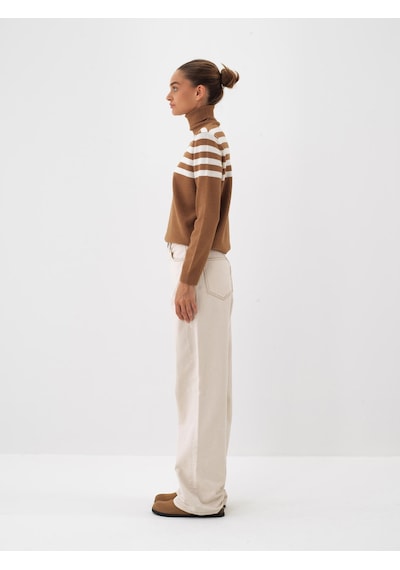 Xint Ekru Pamuk Dokulu Oversize Pantolon 201238