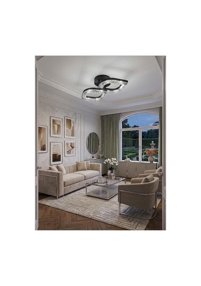 LumiaLighting Yonca Model 2"li Siyah 3 Renk Modu Ledli Modern Tavana Sıfır Salon Mutfak Çocuk Yatak Odası Led Avize