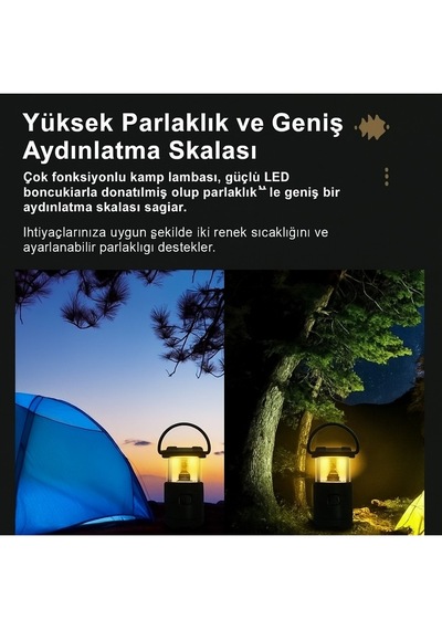 Kamp Lambası Ve Bluetooth Speaker Işıklı Kablosuz El Tutamaçlı Kampta Tatilde Tatilde Ofis Ve Ev