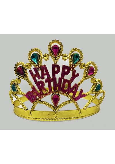 Altın Renk Happy Birthday Yazılı Doğum Günü Tacı 60 Cm 5691 "