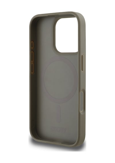 Apple Uyumlu iPhone 16 Pro Max Kılıf Dkny Lisanslı M-safe Şarj Özellikli 3d Yazılı Grid Pattern Kapak Gri