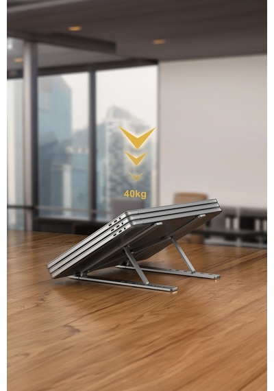 Thentech Alüminyum Malzeme Katlanabilir Sağlam Laptop Dizüstü Bilgisayar Tablet Standı Izgaralı Ayarlanabilir