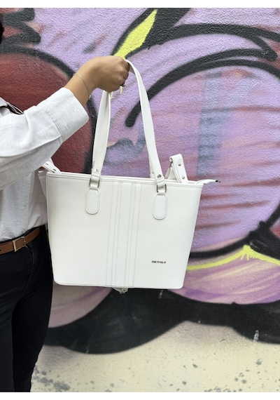 Just Polo Kadın Yeni Sezon Büyük Boy 3 Bölmeli Lüks El Ve Omuz Çantası Shoulder Bag Beyaz 66159387
