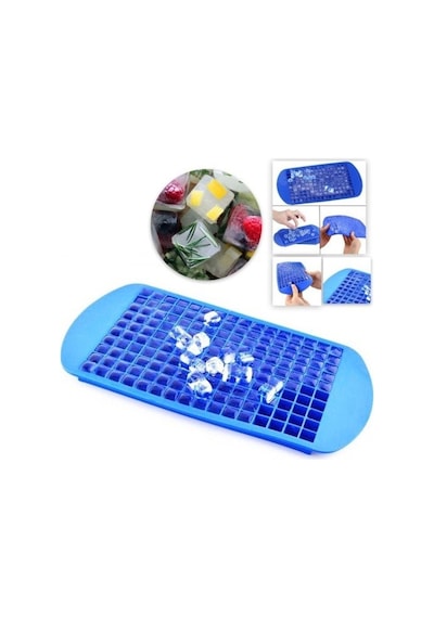 Mavi 160'lı Silikon Minik Küp Şekilli Buz Kalıbı Buz Küpü Buzluk Plastik Diğer