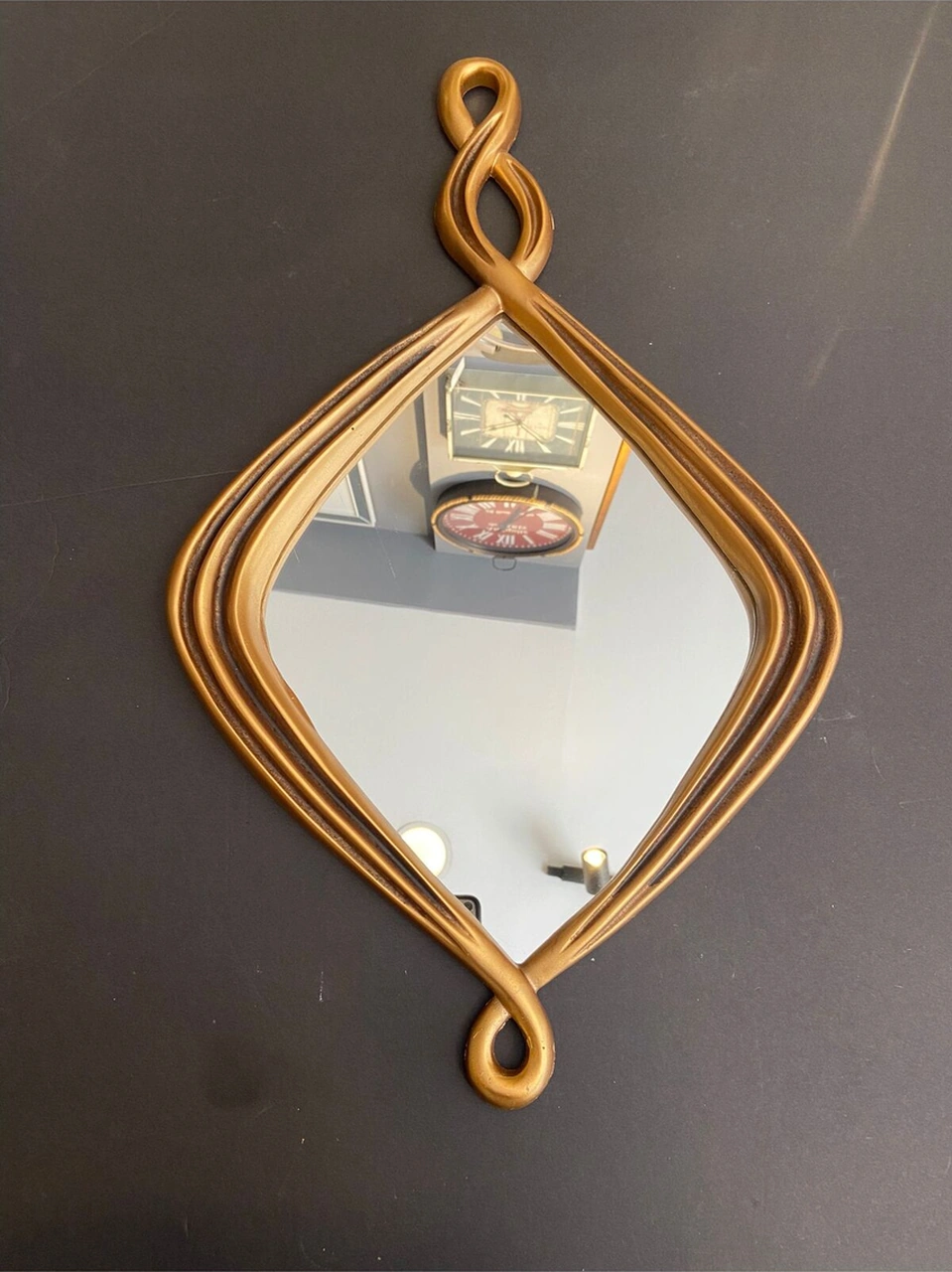Dekoratif Polyester Tekli Büyük Boy Su Yolu Ayna Gold