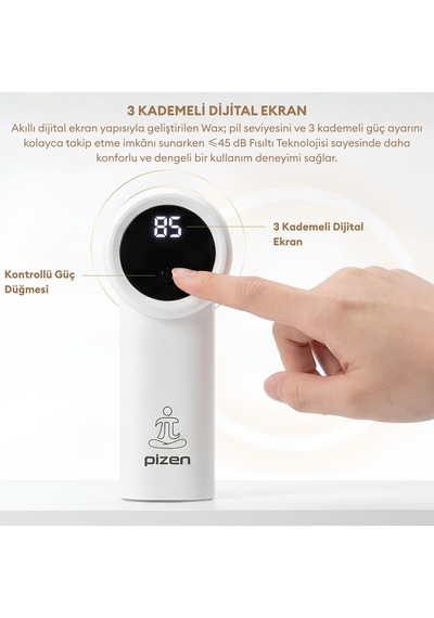 Pizen Wax Şarjlı Taşınabilir Tüy Tiftik Temizleyici 3 Kademeli Dijital Göstergeli 2 Yedek Bıçaklı Lint Roller Beyaz