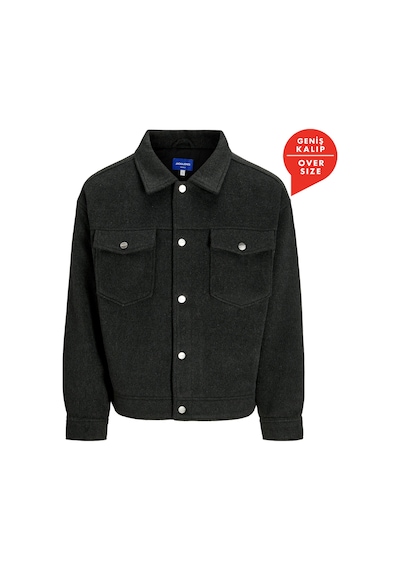 Jack & Jones Jack&jones Ridgewood Melange Overshirt Erkek Siyah Ceket Siyah