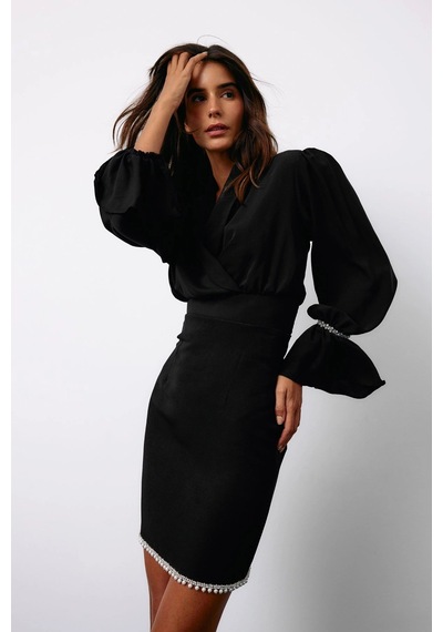 Sateen Aksesuar Detaylı Bluz - Siyah Siyah