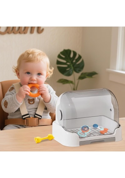 Hpytech Kapaklı Bebek Biberon Kurutucu Standı Saklama Kutusu - Toz Geçirmez Taşınabilir Anne Bebek Mutfak Düzenleyici Çok Renkli