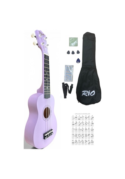 Soprano Lila Ukulele 54cm Kılıf Askı Sticker Pena Silme Bezi