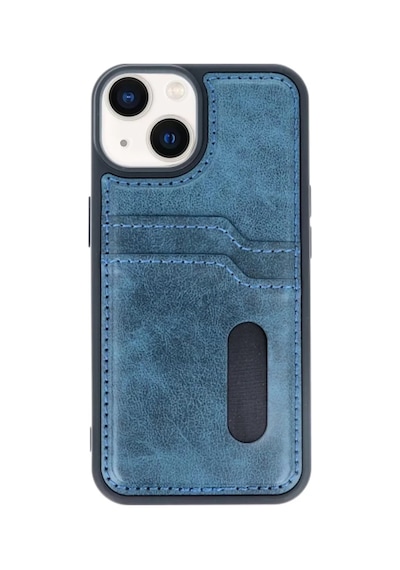 Apple iPhone  Uyumlu- 15 Sara Kartvizitli Deri Kılıf - Lacivert