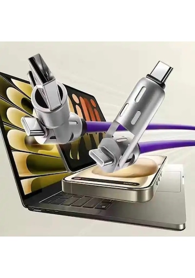 4 İn 1 240w A Kadar Şarj Destekli Şarj Kablosu Usb-c Lightning Usb Çok Çıkışlı Işıklı Hızlı Şarj Data Kablosu
