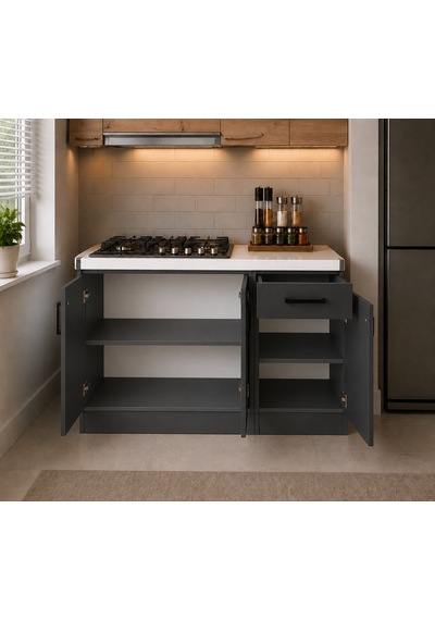 Lark Mutfak 3 Kapaklı 1 Çekmeceli Mutfak Alt Modül 100 Cm - Çok Amaçlı Dolap -beyaz Laminat Tezgah Dahil Antrasit Lark Mutfak 3 Kapaklı 1 Çekmeceli Mutfak Alt Modül 100 Cm - Çok Amaçlı Dolap -beyaz Laminat Tezgah Dahil Antrasit