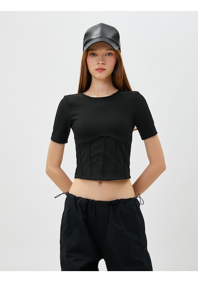 Koton Crop Tişört Korse Görünümlü Kısa Kollu Bisiklet Yaka Siyah 3sal10718ık 3SAL10718IK999 Siyah Koton Crop Tişört Korse Görünümlü Kısa Kollu Bisiklet Yaka Siyah 3sal10718ık 3SAL10718IK999 Siyah