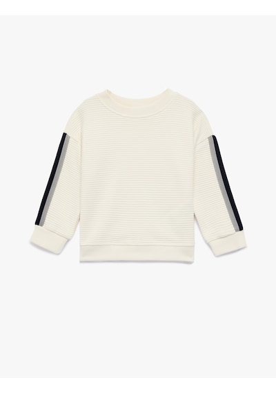 Koton Pamuklu Uzun Kollu Bisiklet Yaka Oversize Sweatshirt Ekru 6smb10014tk Ekru