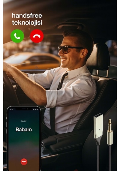 Concord Bt-17 Kablosuz Aux Bluetooth 5.3 Araç Kiti Telefon Müzik Dinleme Tak Çalıştır