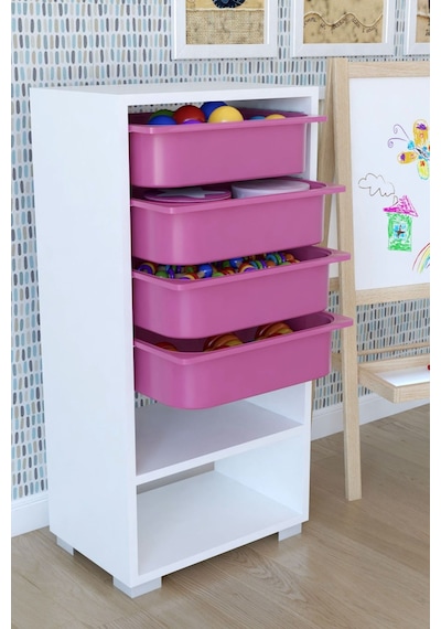 Mutfak Dolabı 4 Sepetli Çok Amaçlı Dolap - Pembe Diğer