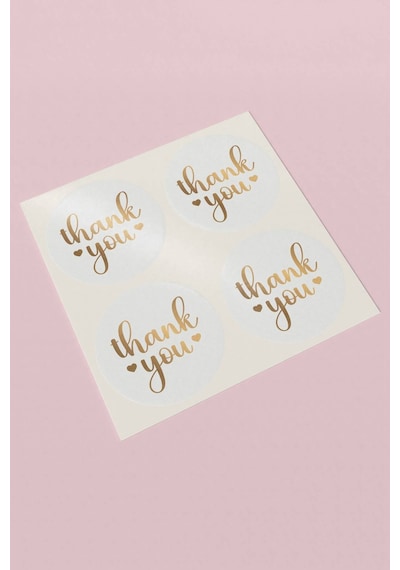 Thank You Altın Yaldızlı Sticker 3x3cm St2279 Çok Renkli